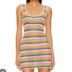 Lovers + Friends Colorful Crochet Mini Dress